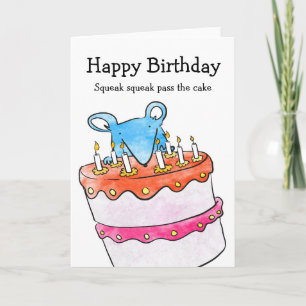 Cartão de bolo de aniversário do rato