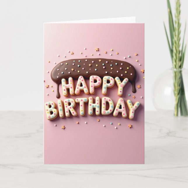 Cartão de Bolo de Aniversário Doce (Frente)