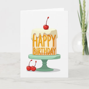 Cartão de Bolo de Aniversário Doce