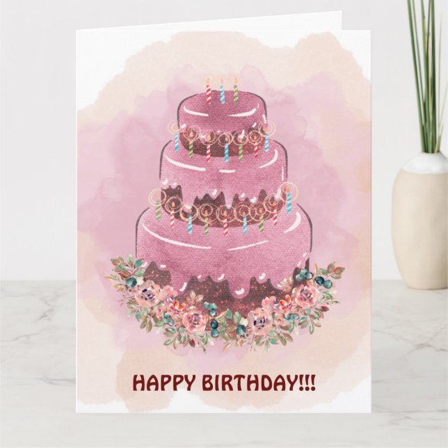 CARTÃO DE BOLO DE ANIVERSÁRIO E VELAS (Frente)