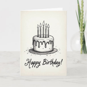 Cartão de Bolo de Aniversário Encantador