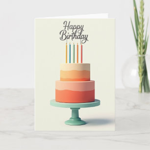 Cartão de Bolo de Aniversário Ombre