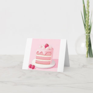 Cartão de Bolo de Aniversário Rosa