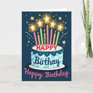 Cartão de Bolo de Aniversário Vibrante