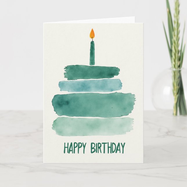 Cartão de Bolo de Aquarela Listrada (Frente)