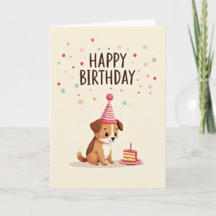 Cartão de Bolo de Cachorrinho Caprichoso