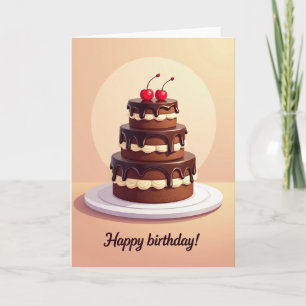 Cartão de Bolo de Chocolate de Aniversário Doce
