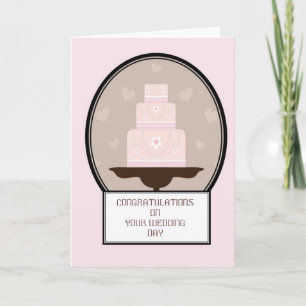 Cartão de Bolo de Dia de Casamento de Parabéns Ros