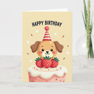 Cartão de Bolo de Festa de Cachorrinho