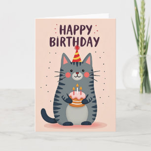 Cartão de Bolo Felino Doce
