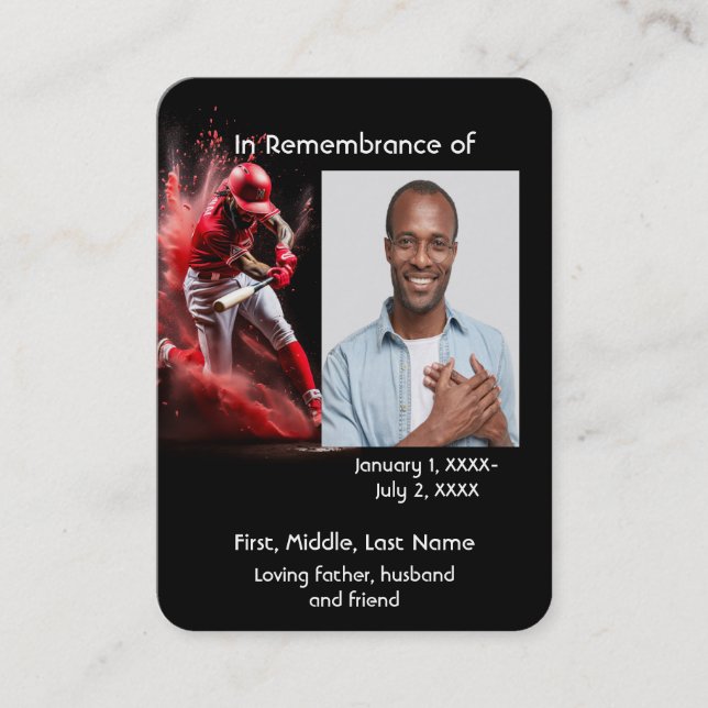 Cartão de Bolso Memorial Beisebol Softbol  Jogo (Frente)