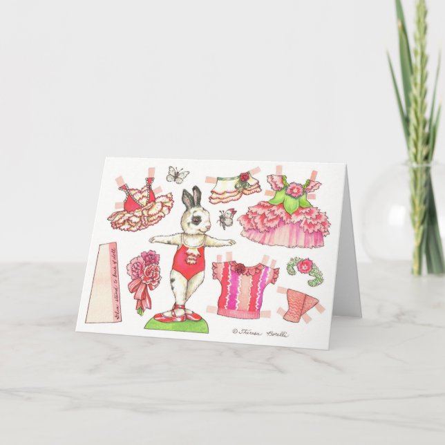 Cartão de Boneca de Papel de Cravo de Aniversário (Frente)