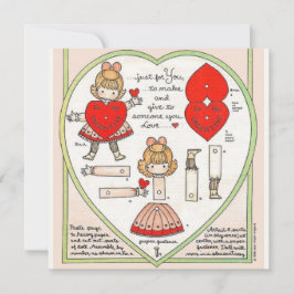 Cartão de boneca de papel de Namorados Vintage