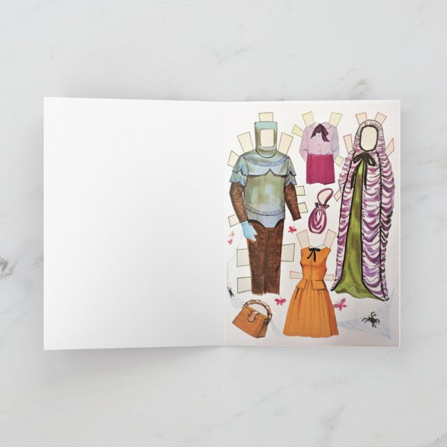 Cartão de Boneca de Papel Retro Halloween 🦇 Repro (Interior)