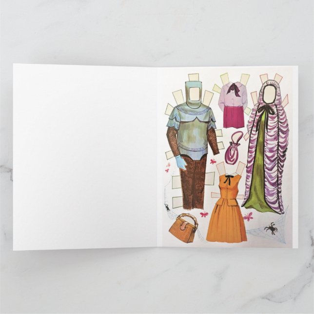 Cartão de Boneca de Papel Retro Halloween 🦇 Repro (Interior)