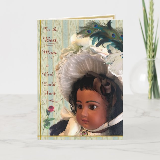Cartão de boneca vitoriana preta para a mamãe (Frente)