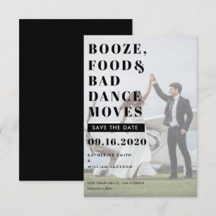 Cartão de Booze Food & Bad Dance Moves Salve a Dat