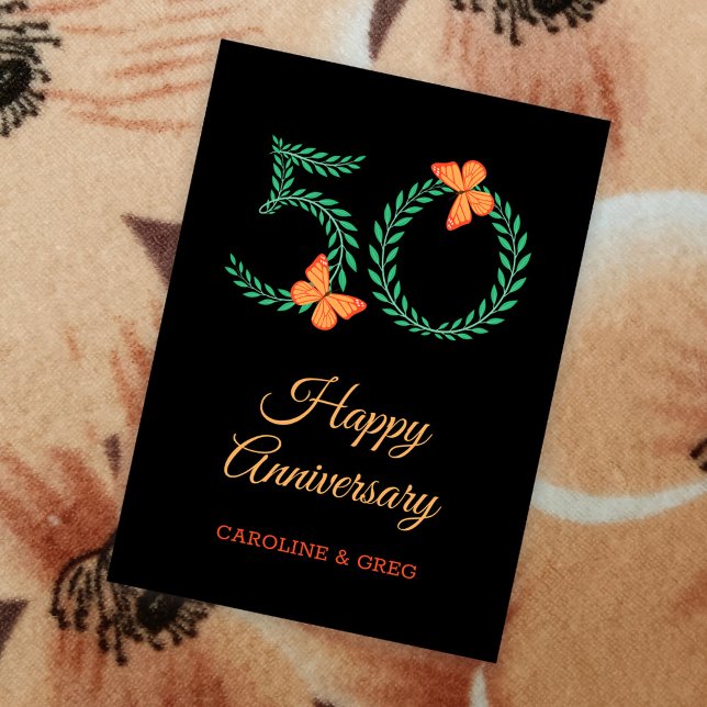 Cartão de Borboleta Feliz 50º Aniversário de Casam (Criador carregado)