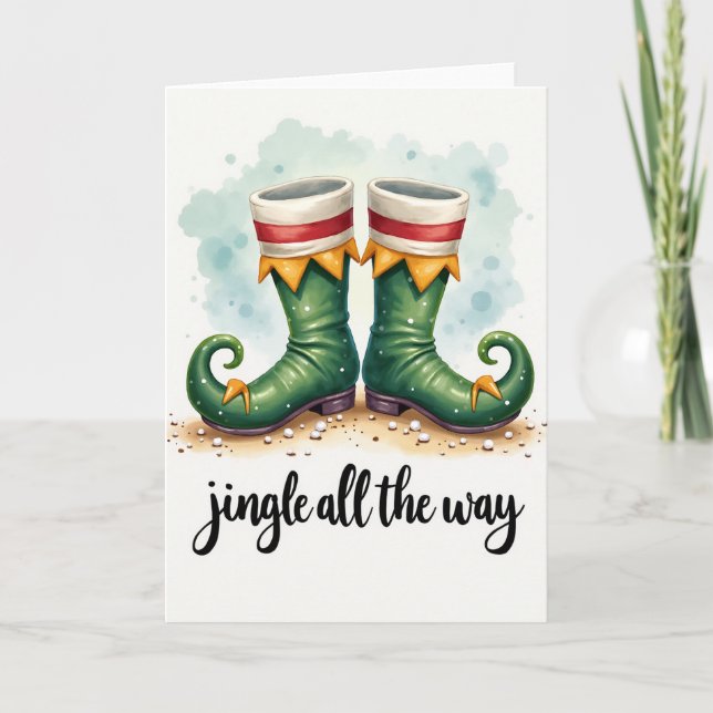 Cartão de Botas de Elfo Jingle All The Way (Frente)