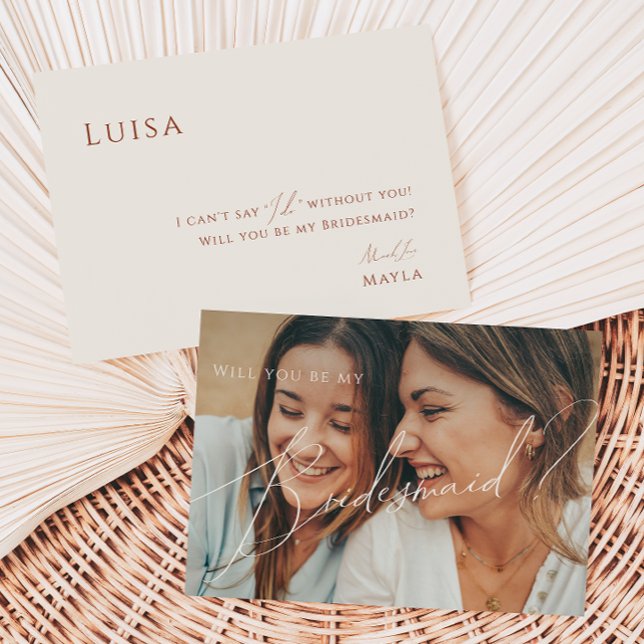 Cartão de Bridesmaid Com Foto Deserto Whimsical Be (Criador carregado)