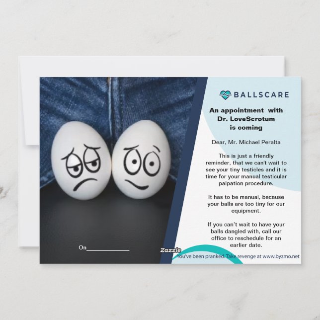 Cartão de brincadeira para um amigo embaraçoso, ex (Verso)