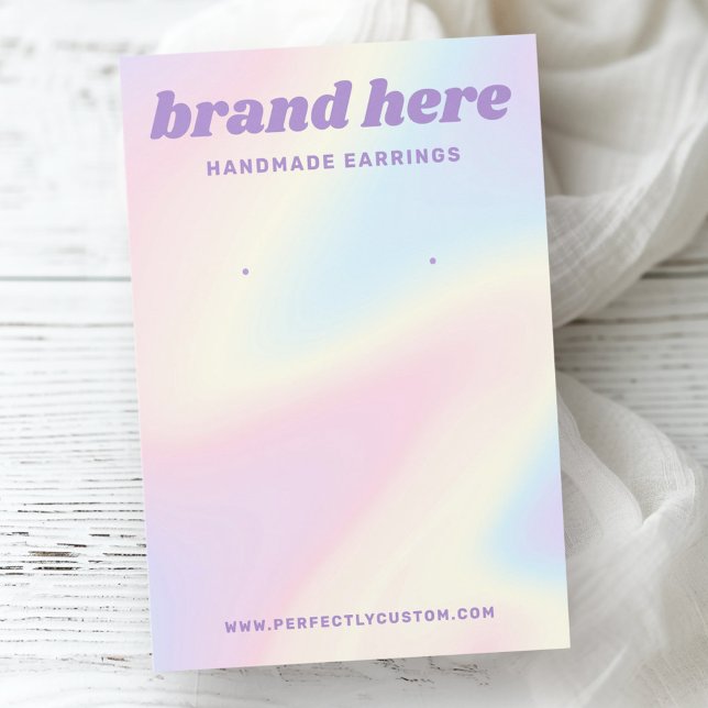 Cartão de brinco roxo do arco-íris retro pastel (Retro pastel rainbow purple earring card)