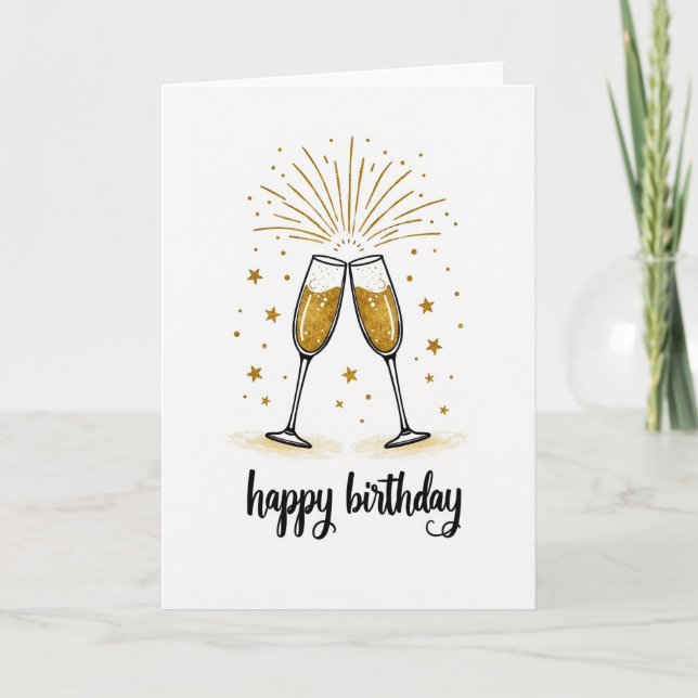 Cartão de Brinde Dourado Alegre (Frente)