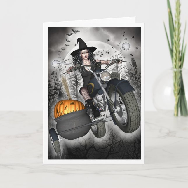 Cartão de Bruxa - Bruxa Biker (Frente)