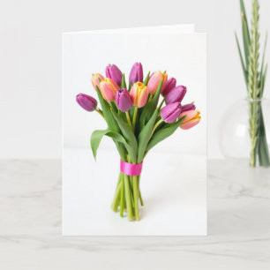 Cartão de Buquê de Flor de Tulipa Fresca