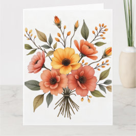 Cartão de Buquê de Flores de Outono