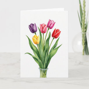 Cartão de Buquê de Flores Vibrantes