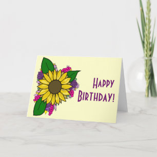 Cartão de Buquê de girassol - Feliz aniversário