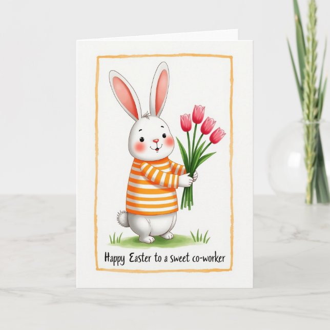 Cartão de Buquê de Lagomorfo Feliz (Frente)