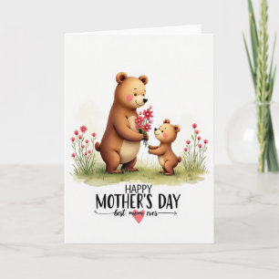 Cartão de Buquê do Dia das Mães Urso