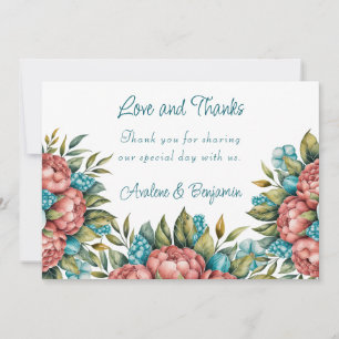 Cartão de Buquê e Obrigados Radiantes