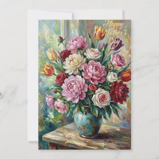 Cartão de Buquê Floral do Dia das Mães