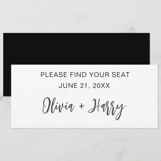 Cartão de Cabeçalho de Assentos da Mesa de Casamen (Frente/Verso)