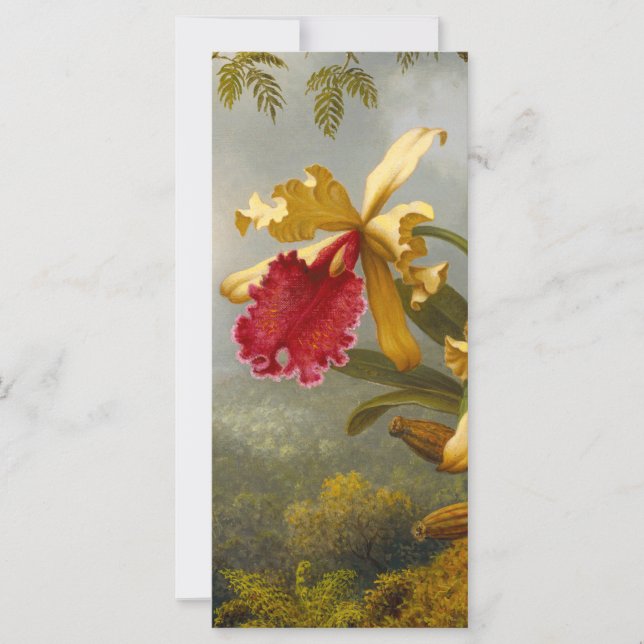 Cartão de Cabeçalho de Orquídeas e Beija-flor (Frente)