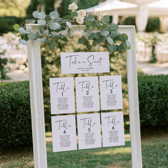 Cartão de Cabeçalho de Plano de Assentos Minimalis (Modern Take A Seat Wedding Signs Header Card)