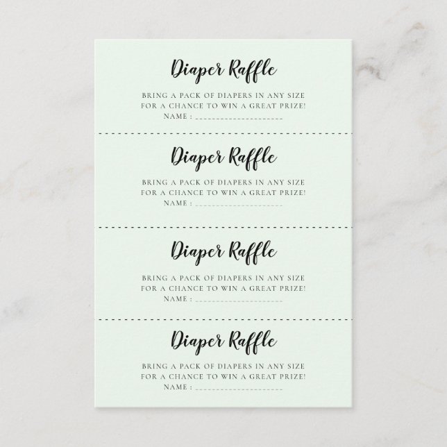 Cartão de caça Raffle com Fralda de Chá de fraldas (Frente)
