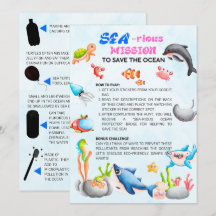 Cartão de Caça-Tesouros Protetor do Oceano Diverti