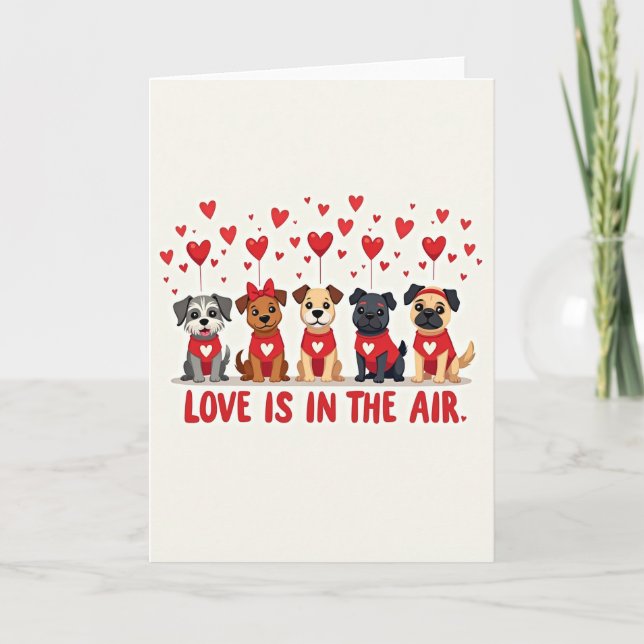 Cartão de Cachorrinho Amor No Ar (Frente)