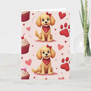 Cartão de Cachorrinho Cor-de-Rosa de São Valentim