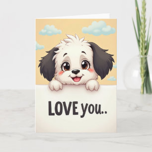Cartão de Cachorrinho Fofo de Amor