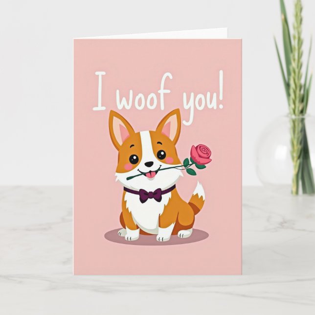 Cartão de Cachorro Amor Corgi Te Late (Frente)