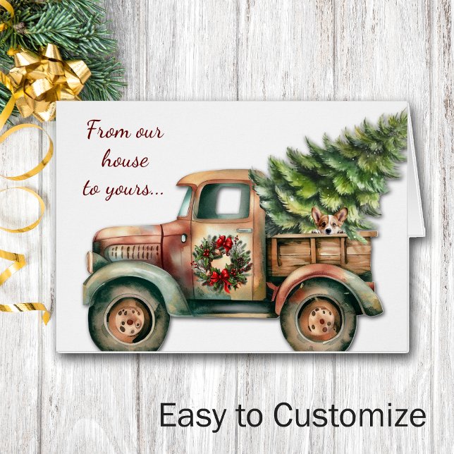 Cartão de Cachorro de Truck Corgi de Natal (Criador carregado)