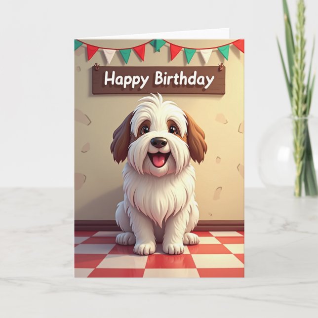 Cartão de Cachorro Feliz com Bolinhas (Frente)