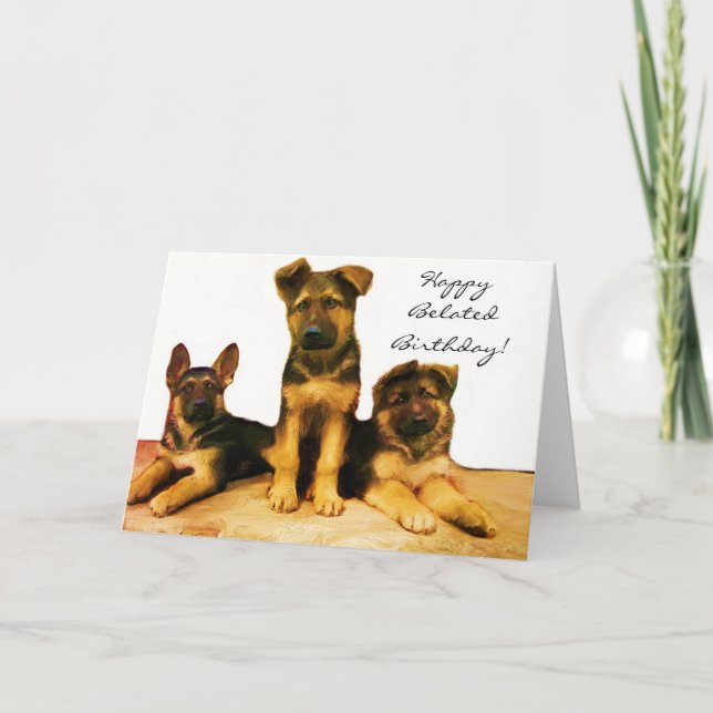 Cartão de cachorros de Shepherd Feliz Aniversário (Frente)