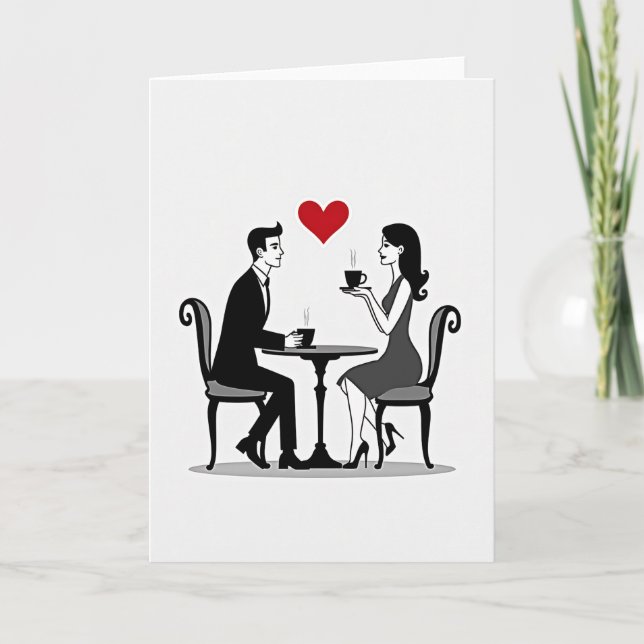Cartão de Café de Amor Simples (Frente)