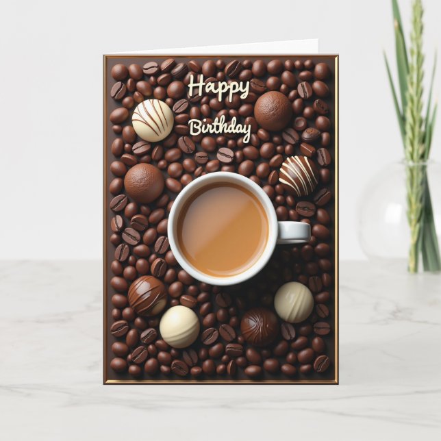 Cartão de Café de Aniversário Doce (Frente)